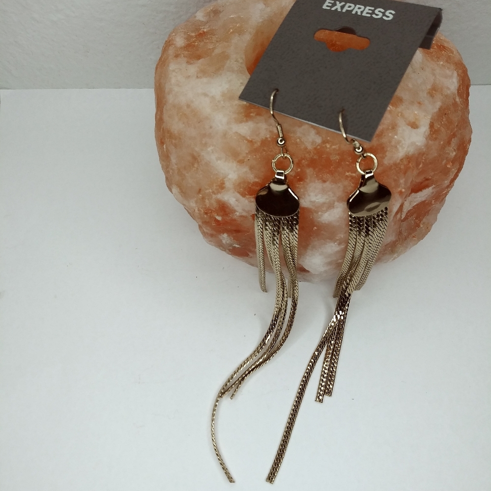Express Gold Tone Cascade Dangle Earrings Boho Glam